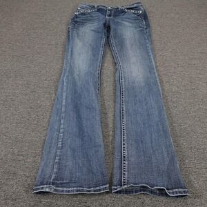 Grace In LA Jeans Womens 30 Blue Bootcut Western Denim Embellished Flap Pockets